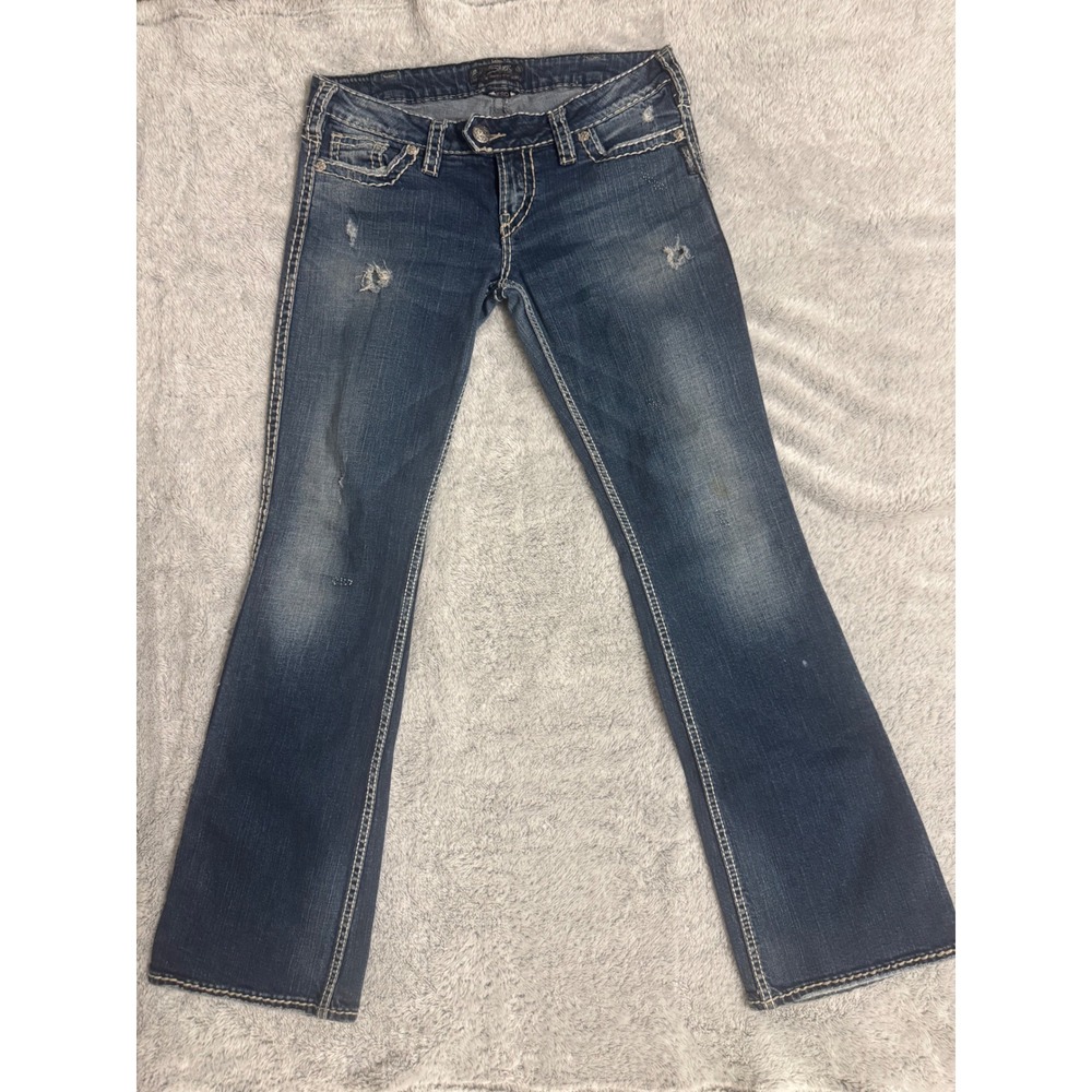 Silver Jeans Co Tuesday Low Rise Bootcut Distressed Medium Wash W31 L33